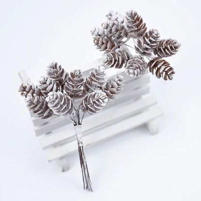 10pcs Artificial Pine Cone Stems