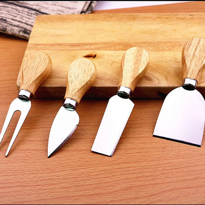 Stainless Steel Cheese Knife Set with Wood Handle