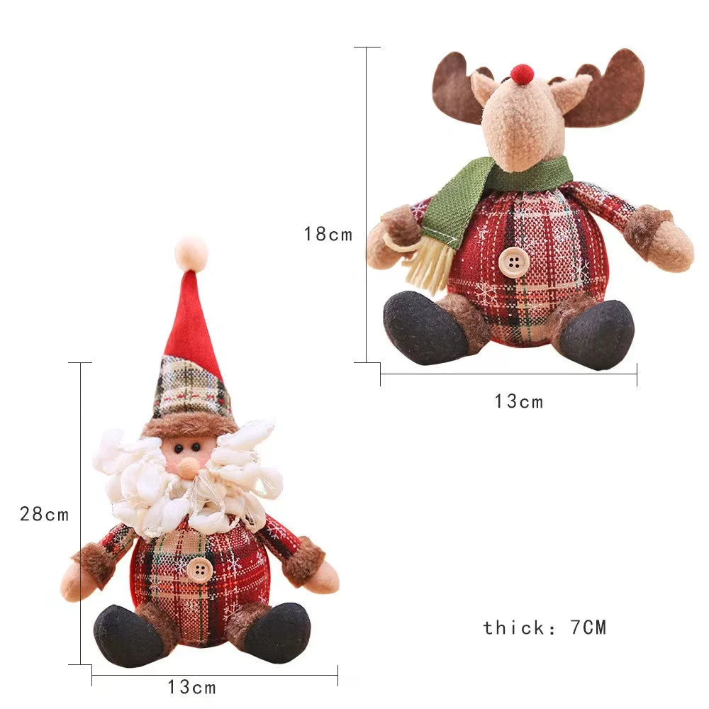 Santa Claus, Snowman, and Elk Plush Doll Ornaments