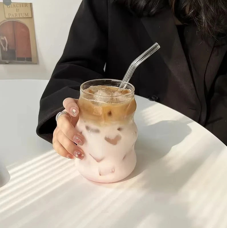 Transparent Glass Mug with Straw