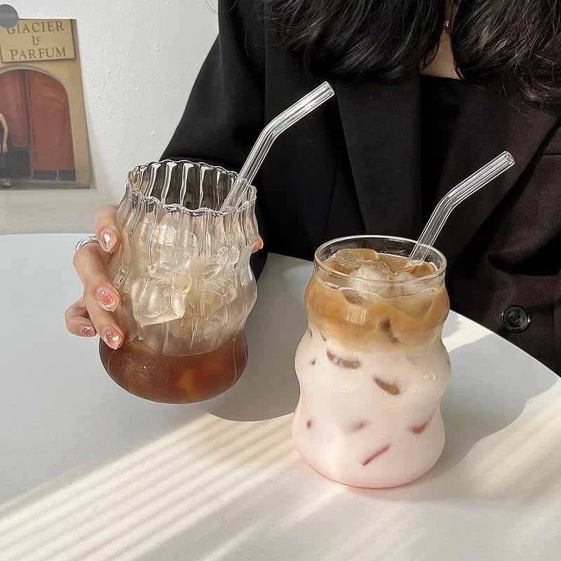 Transparent Glass Mug with Straw