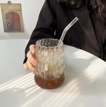 Transparent Glass Mug with Straw