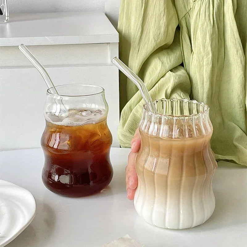 Transparent Glass Mug with Straw