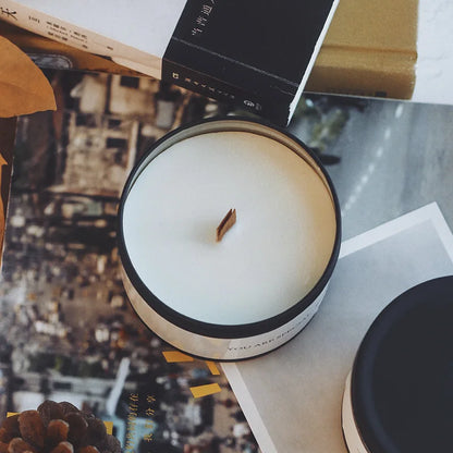 Black Tin Aromatherapy Candle with Wooden Wick