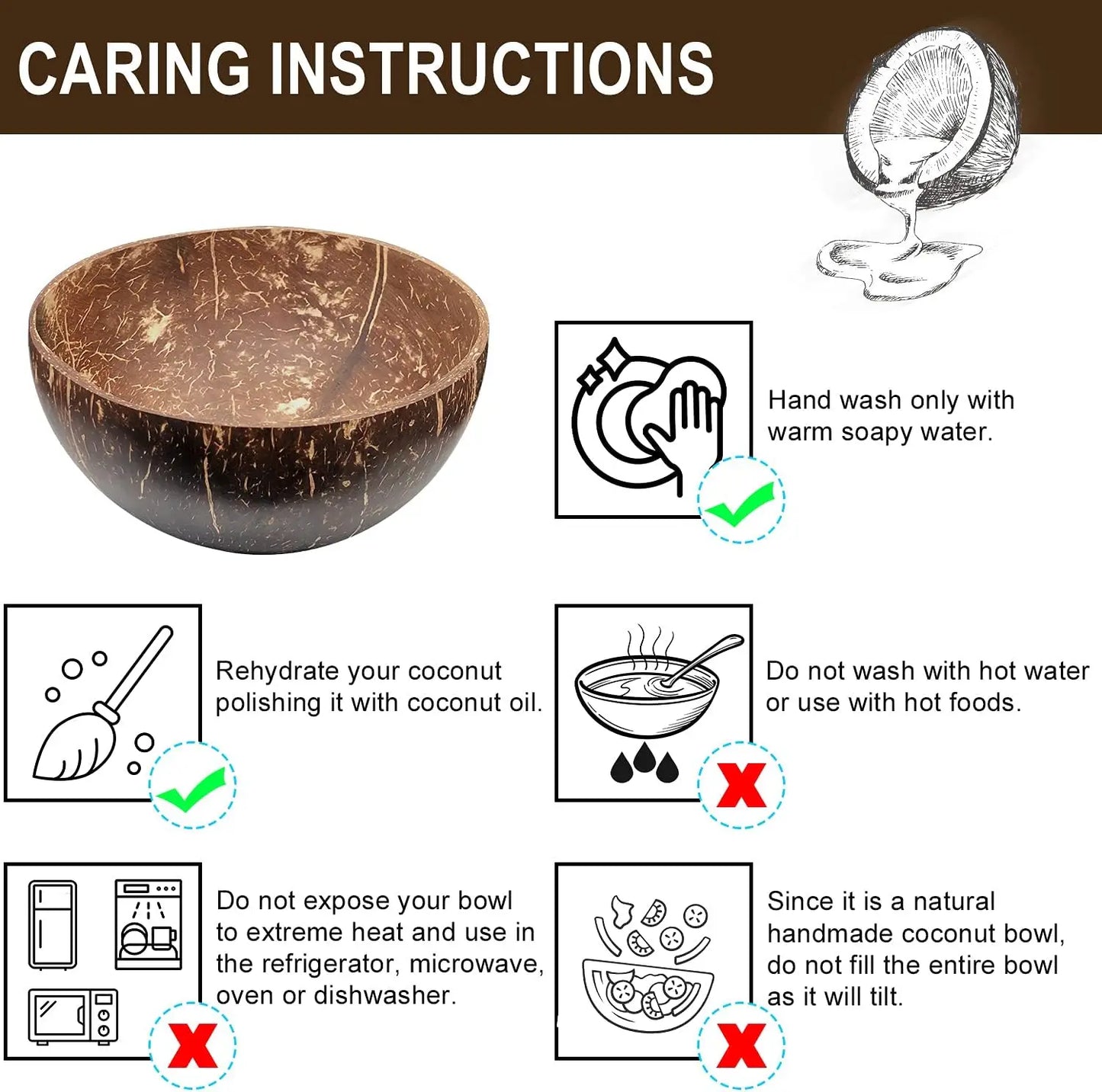 Natural Coconut Shell Serving Bowls