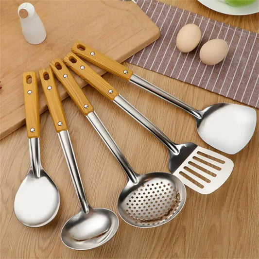 Stainless Steel Kitchen Utensil with Wooden Handle