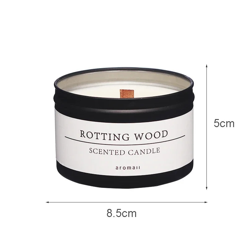 Black Tin Aromatherapy Candle with Wooden Wick