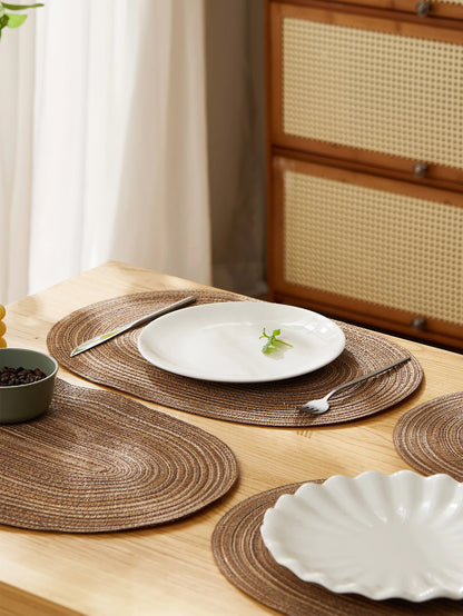 4PCS Oval Rope Cotton Braided Placemats Set