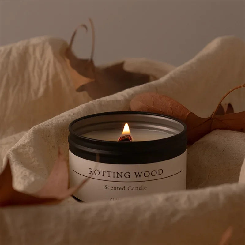 Black Tin Aromatherapy Candle with Wooden Wick