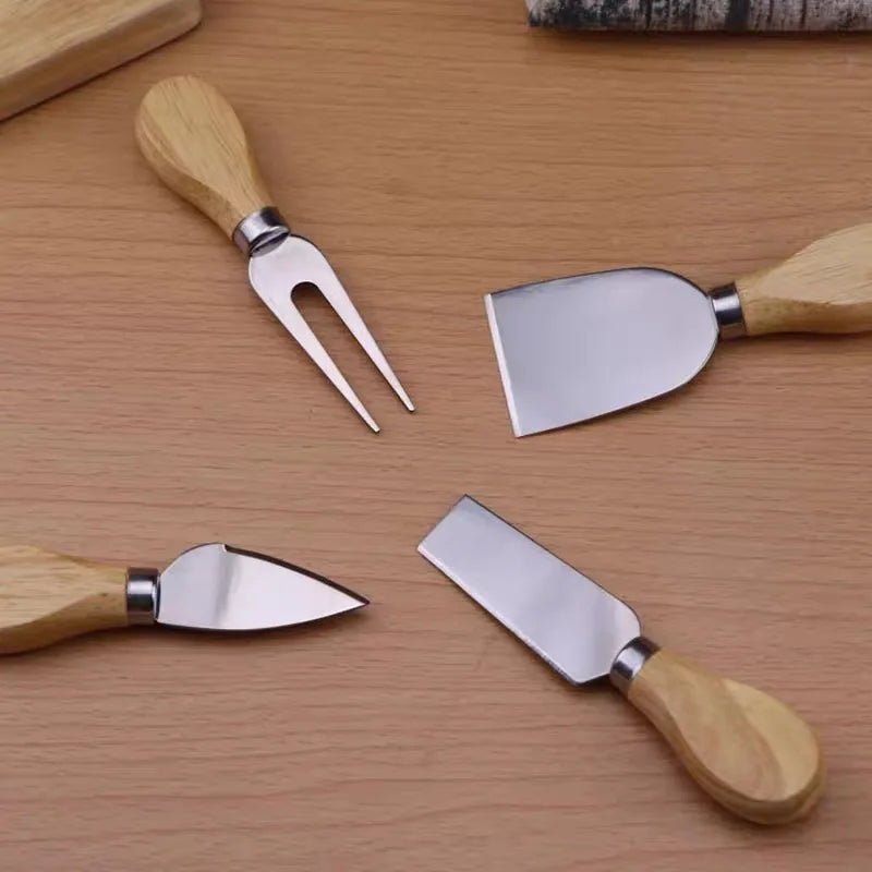 Stainless Steel Cheese Knife Set with Wood Handle